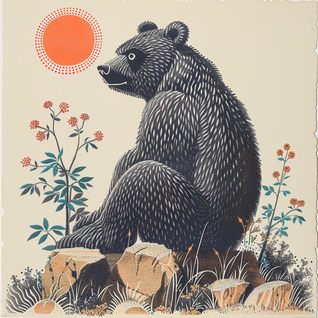 bear  anthropomorphic  surreal  volumetric  lighting  glow  natural  provocative  art  risograph 963015