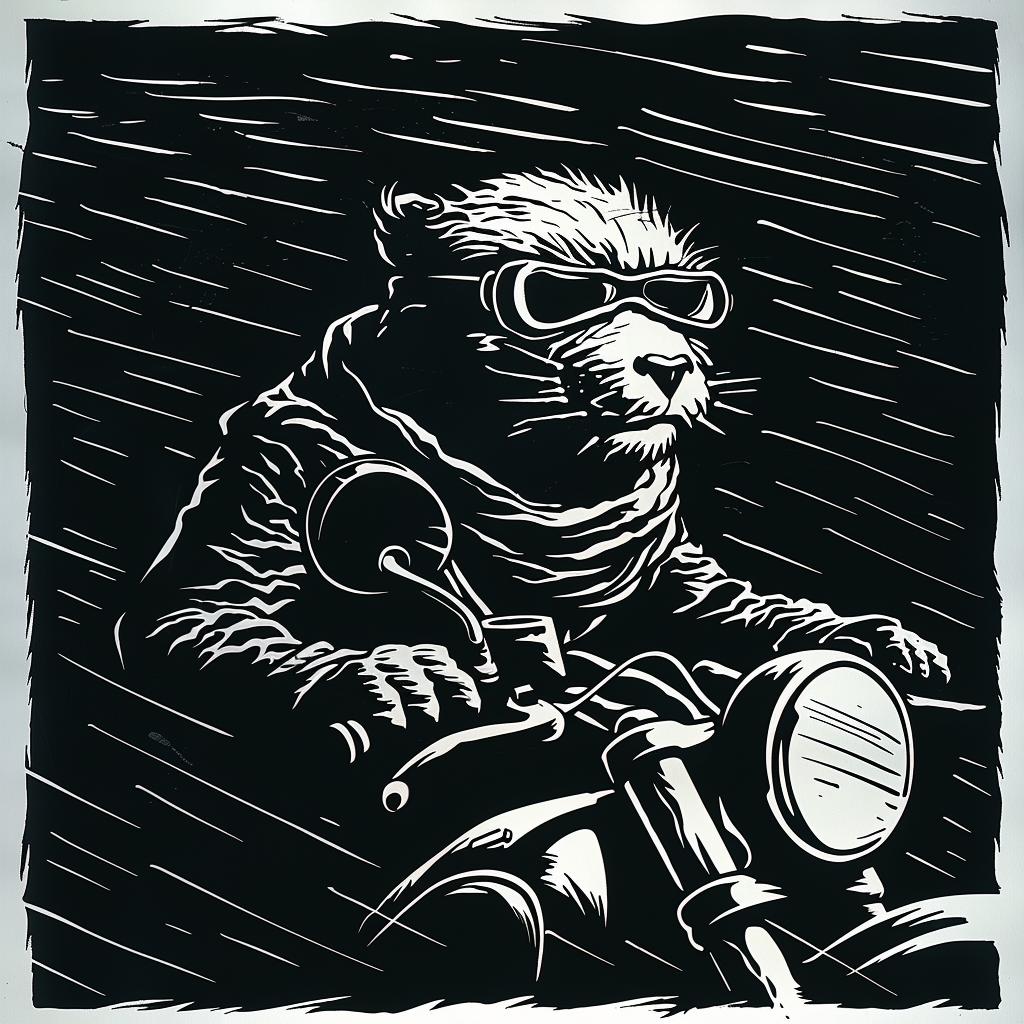 tiger  motorcycle  cat  black  white  drawing  stylized  illustration  art  vintage 1026002