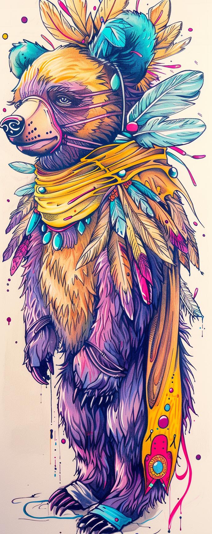 mythical  creature  GrimReaper  bear  Kachina  colorful  blend  fantastical  unique  fantasy 941111