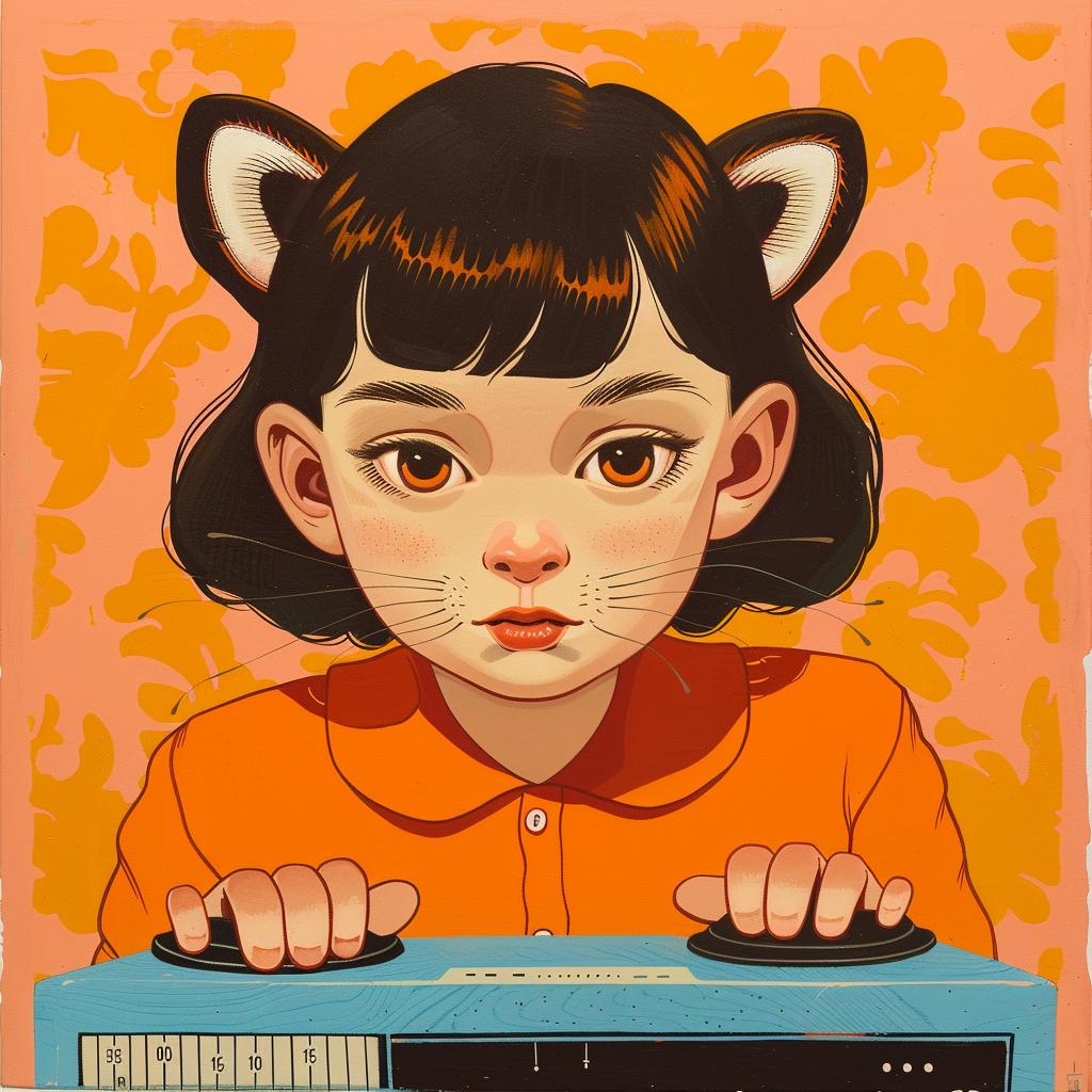 girl  cat  ears  keyboard  colorful  playful  digital  art  cute  whimsical 966454