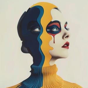 woman  face  blue  yellow  abstract  art  graphic  vibrant  expression  design 1071918