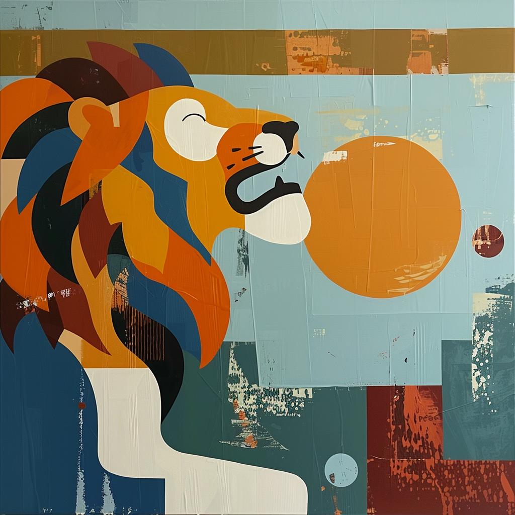 lion  roaring  sun  painting  wildlife  artwork  fierce  dynamic  colorful  background 938473