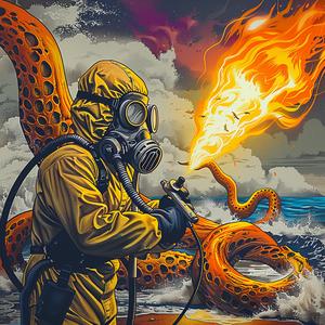 man  hazmat  suit  gas  mask  octopus  illustration  art  protective  gear 1037409