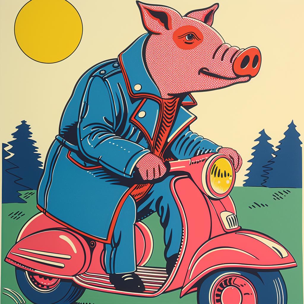 pig  scooter  sun  surreal  lighting  glow  natural  volumetric  Art  design 962802