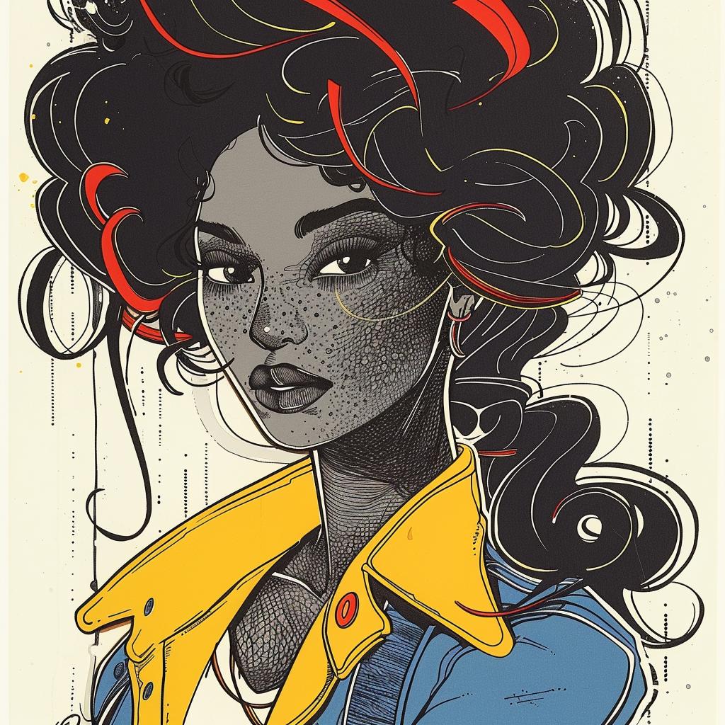 PopArt  woman  african-american  curly  hair  yellow  fashion  portrait  iconic  bright 938393