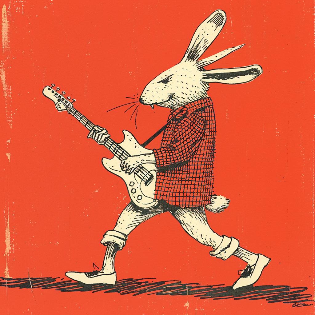 rabbit  guitar  anthropomorphic  music  illustration  character  Moebius  suit  fantasy  whimsy 922746