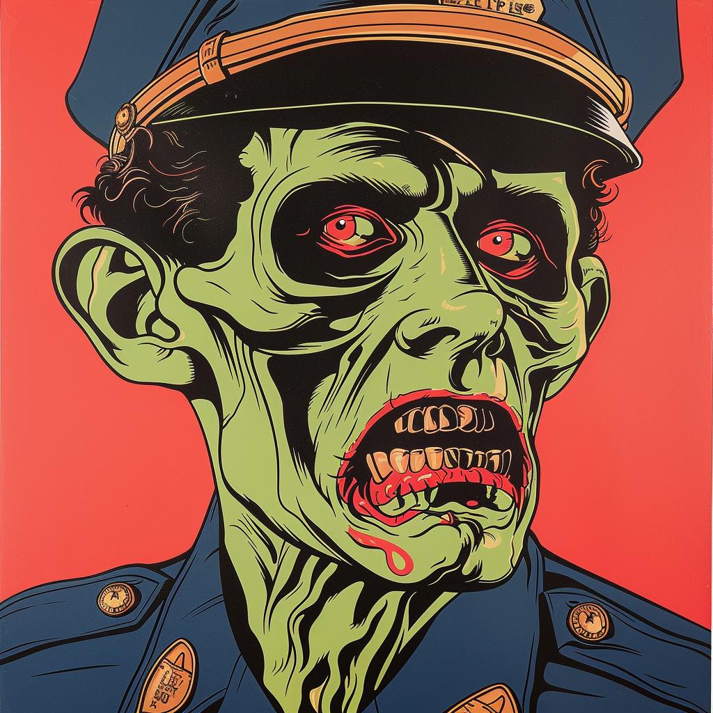 poster  zombie  cop  art  horror  illustration  fantasy  character  police  uniform 1023444