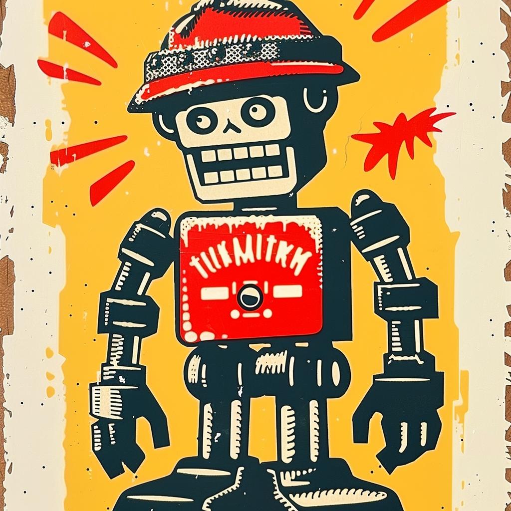 robot  vintage  aggressive  minimal  streetwise  culture  poster  anthropomorphic  knit  cap 949485