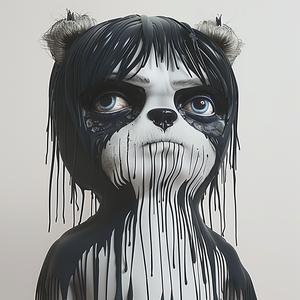 panda  bear  black  white  painted  dripping  artwork  animal  creative  illustration 1073778