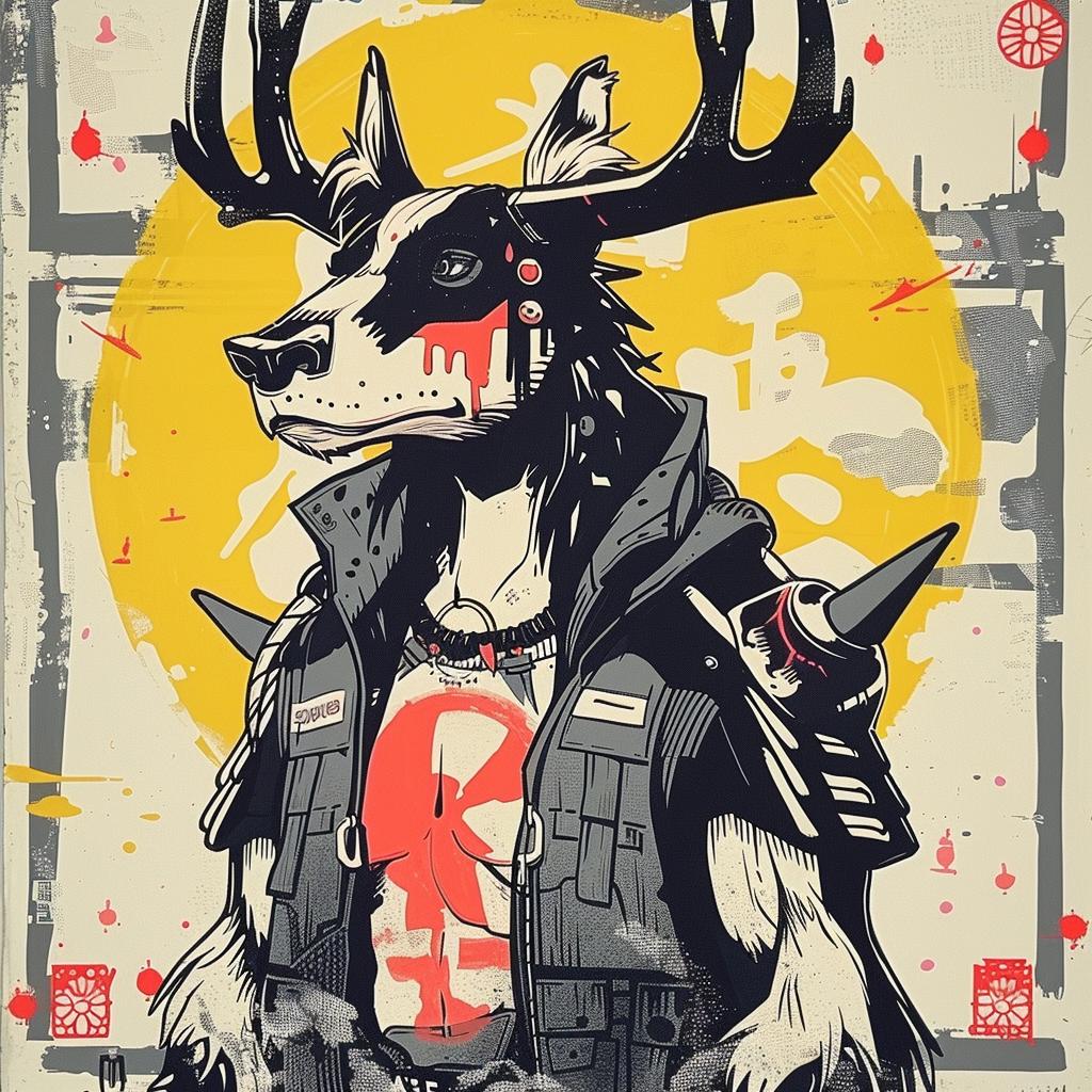 mythical  deer  jacket  horns  hybrid  creature  fantastical  unique  nature  style 941246