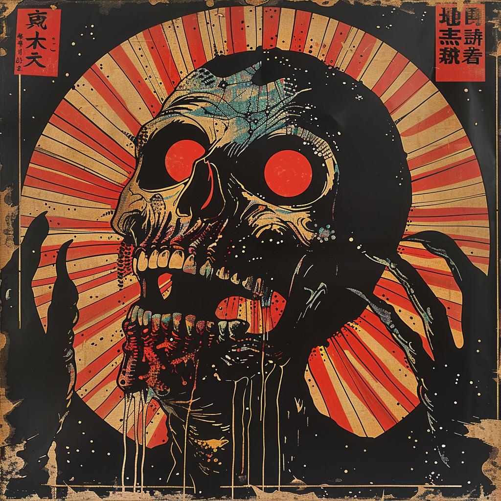 chromolithography  Japanese  horror  monster  poster  lettering  graphic  art  1997  stylized 1036092