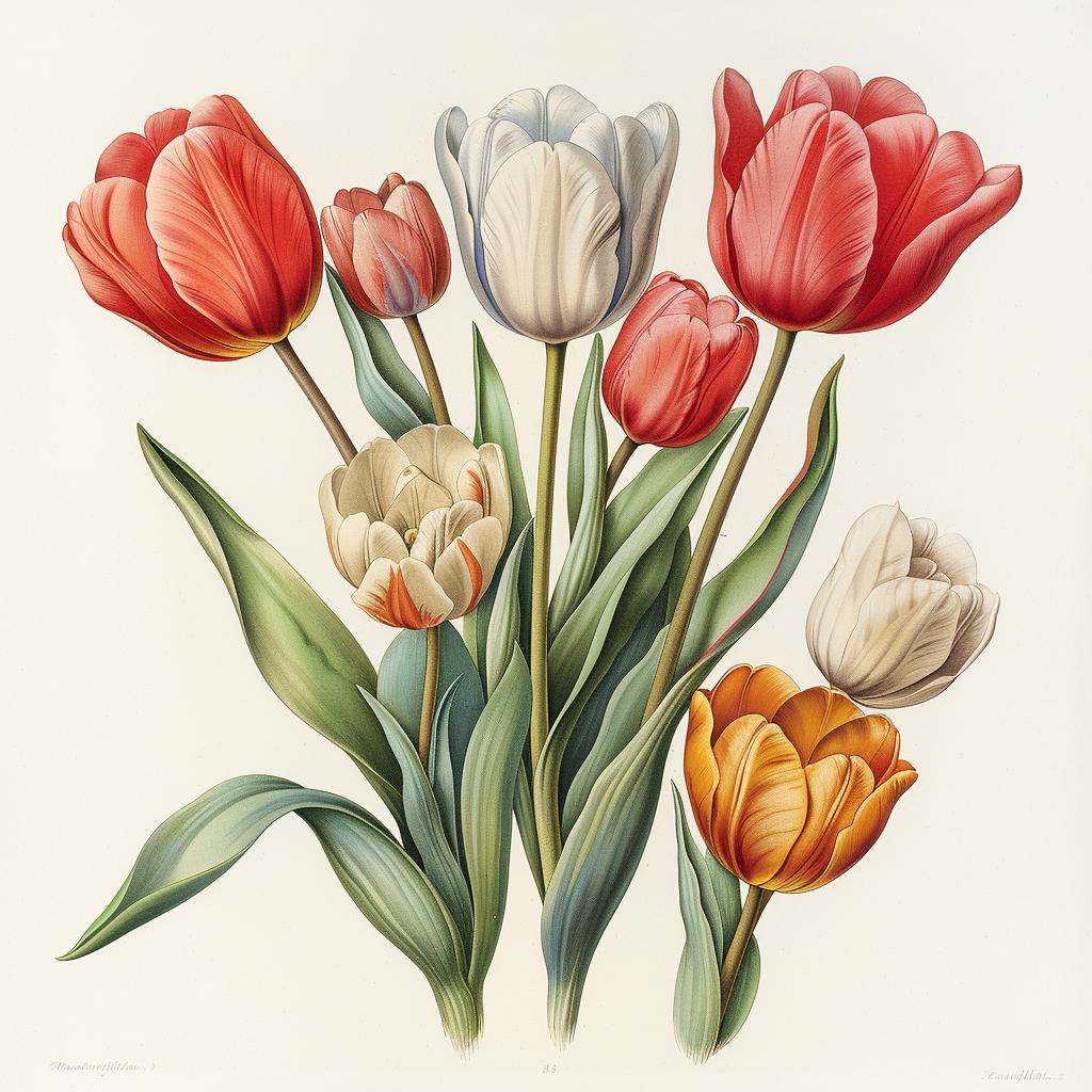 Illustration  Tulips  Vase  Floral  Colorful  Natural  Art  Botanical  Vibrant  Composition 971522