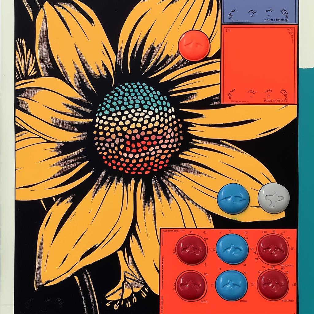 colorful  flowers  buttons  abstract  collage  graphic  Rauschenberg  creative  design  vibrant 968616