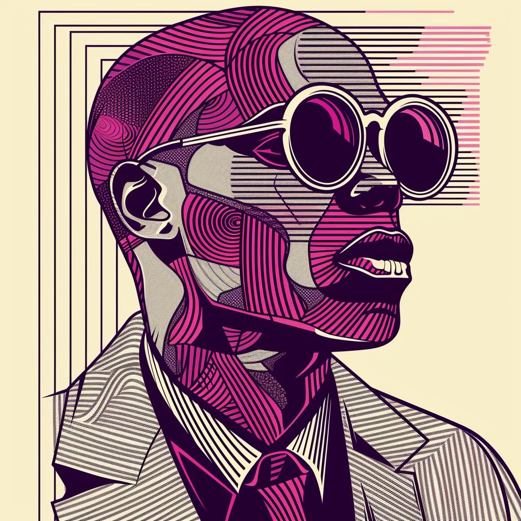 PopArt  man  bald  portrait  sunglasses  suit  white  background  style  expression 937906