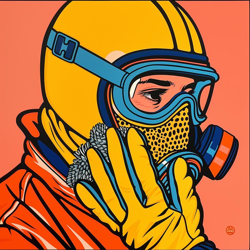 hazmat  worker  mask  symmetrical  design  minimal  Japanese  badge  bold  tattoo 1018559