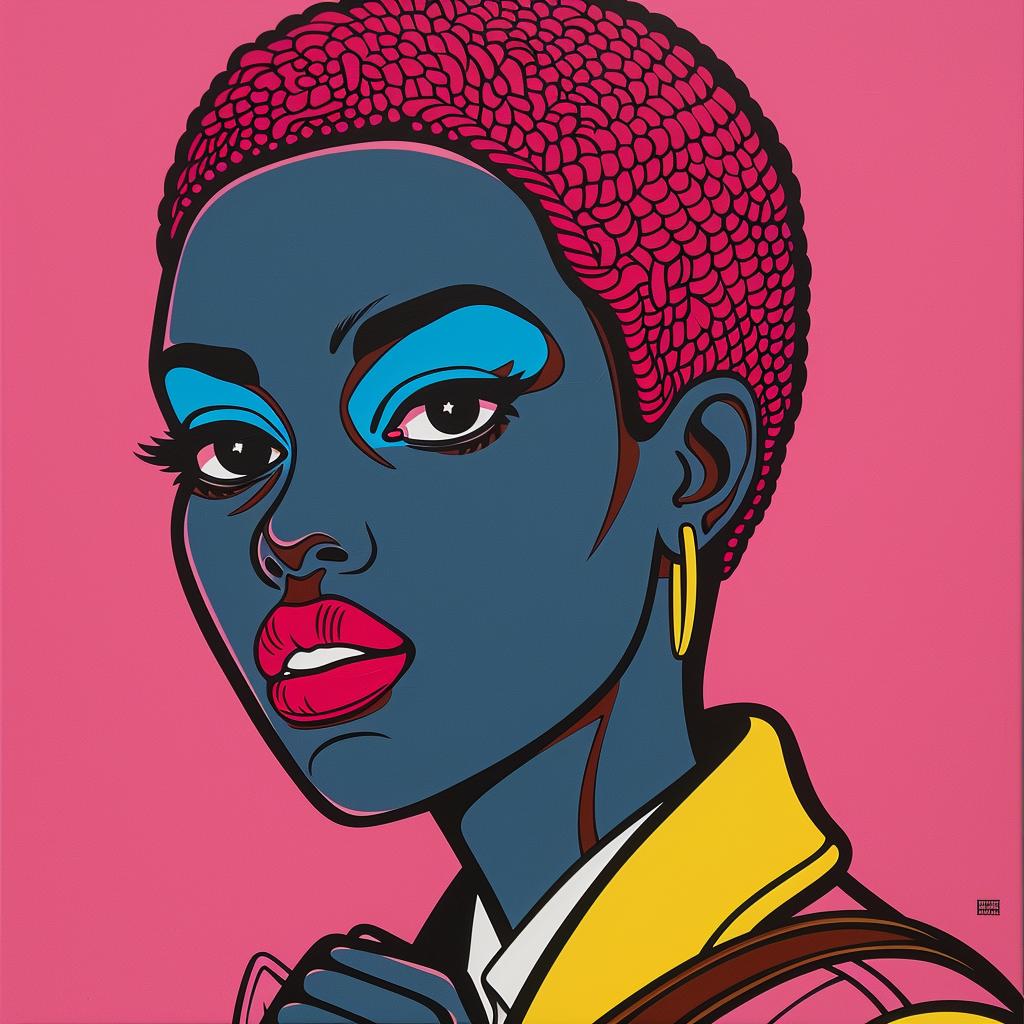 painting  punk  rocker  blue  hair  portrait  female  vibrant  expression  bold 1023153