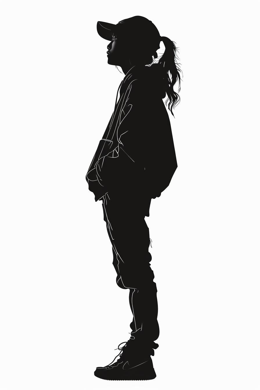 silhouette  woman  hoodie  streetwear  vector  design  white  minimalist  modern  stylized 954489