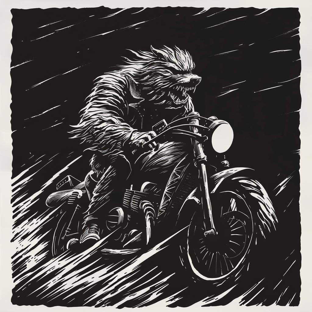 wolfmonster  motorcycle  chewbacca  star  wars  stylized  action  riding  fictional  character 1025012