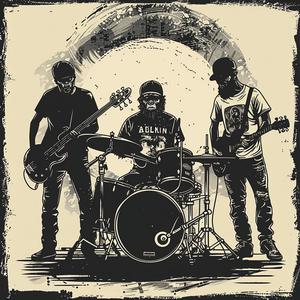 punk  band  apes  guitar  drums  vector  art  performance  stage  music 1077216