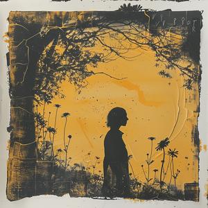 man  painting  tree  nature  standing  black  ochre  background  color  blockprint 1061209