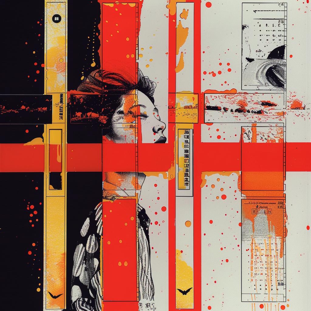 painting  woman  stripes  red  black  art  visual  abstract  color  style 1021119