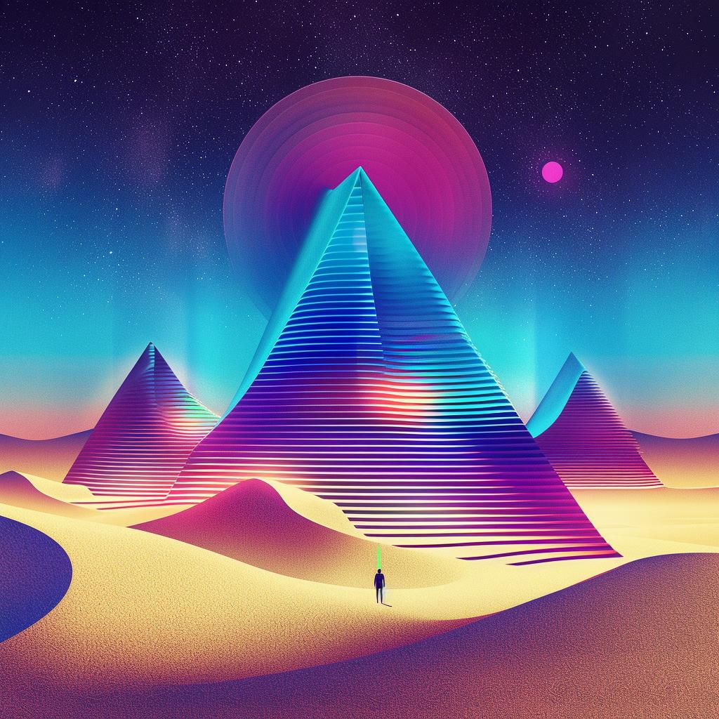 desert  pyramid  landscape  sand  arid  minimalist  sunset  nature  geometric  oasis 966662