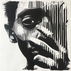 minimalist  blockprint  man  face  covered  black  white  art  portrait  design 1071696