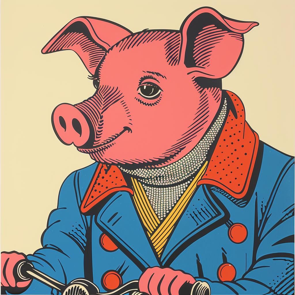 pig  bike  jacket  tie  surreal  lighting  glow  natural  volumetric  Art 962803