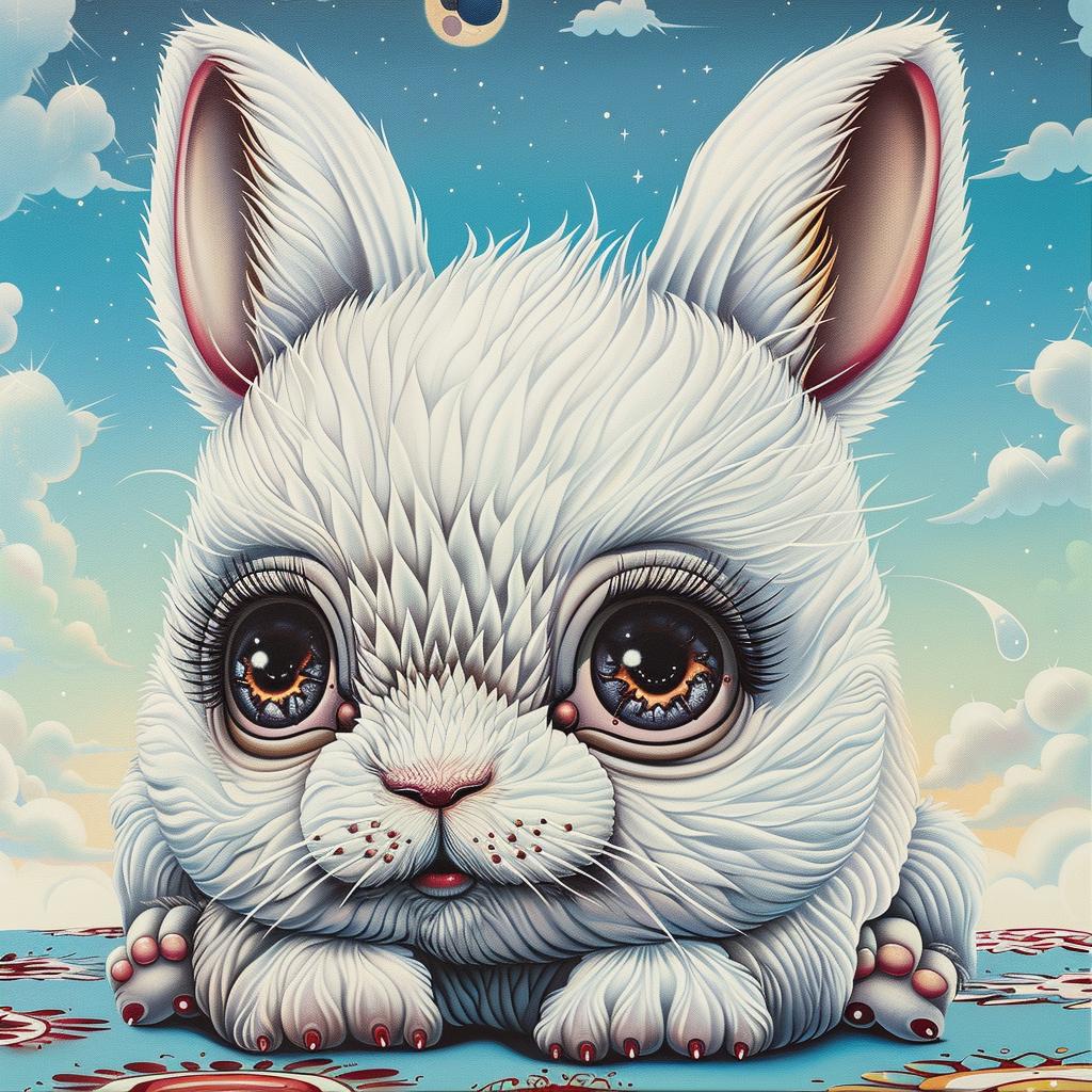 rabbit  third  eye  kawaii  painting  big  eyes  white  background  cute 1033796