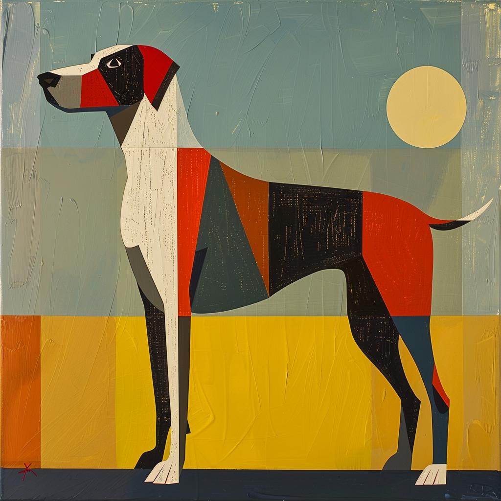 pit  bull  dog  yellow  background  vibrant  textured  whimsical  painting  art 938619