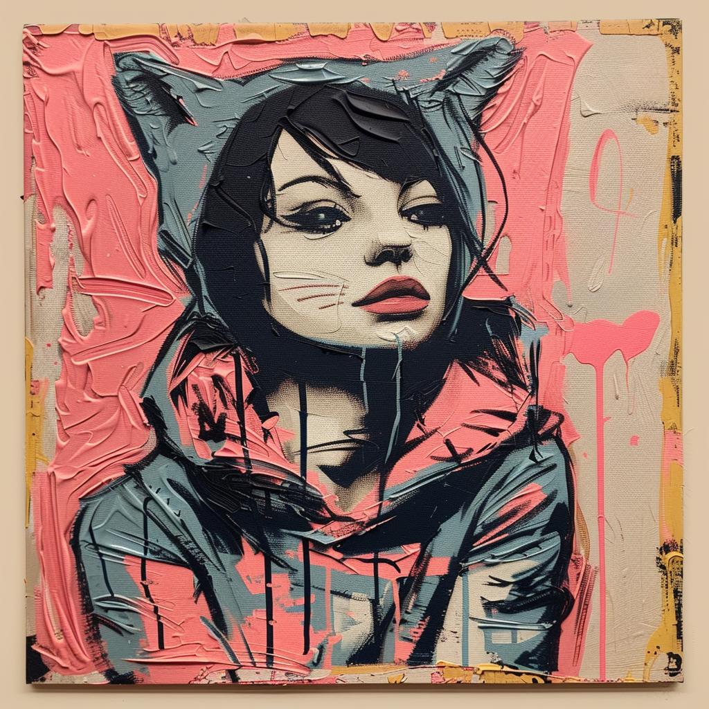 girl  cathead  surreal  impasto  colorful  portrait  artistic  creativity  playful  whimsy 1015645