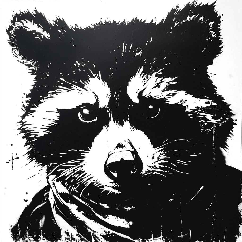 aggressive  streetwise  animal  bandana  black  white  raccoon  culture  minimal  drawing 959024