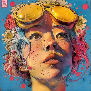 comic  book  style  woman  goggles  flowers  whimsical  colorful  portrait  fantasy 1061073