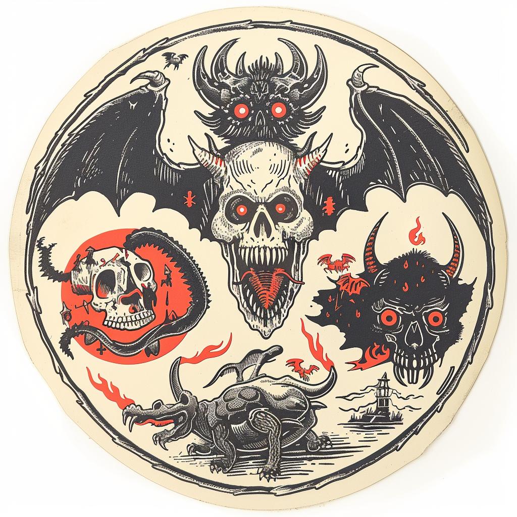 sticker  skull  bat  dragon  provocative  art  dark  occult  design  fantasy 935822