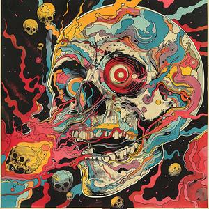psychedelic  skull  colorful  eyes  surreal  art  Todd  White  Risograph  symbolist 1078583