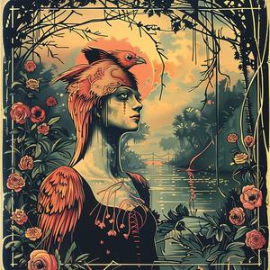 poster  woman  bird  costume  chromolithography  illustration  art  fantasy  colorful  design 1040823