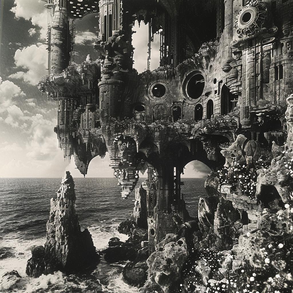 castle  ocean  photography  fortress  cannons  blackwhite  landscape  Gehry  futuristic  structure 1036408