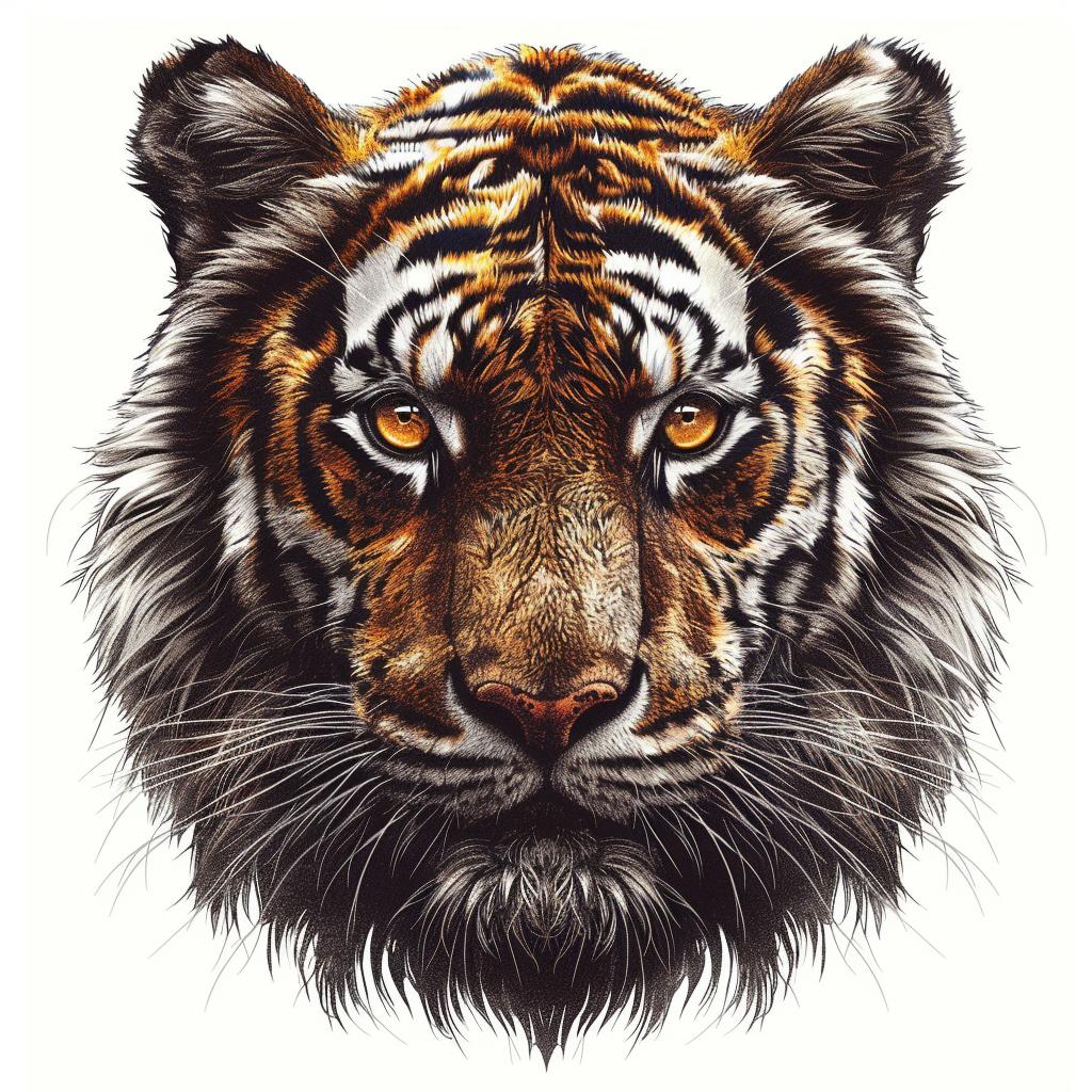 tiger  head  realistic  3D  yellow  eyes  warm  colors  vector  contour 971937