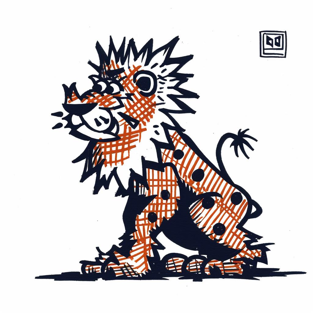 lion  drawing  checkered  pattern  mascot  colorful  artwork  animal  stylized  fun 1027942