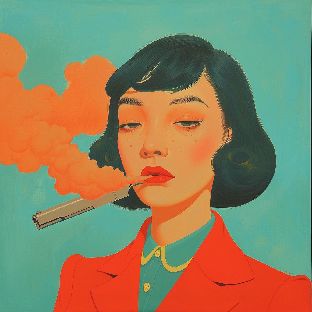surreal  album  cover  woman  smoking  cigarette  painting  creative  Joan  Cornella 1017439