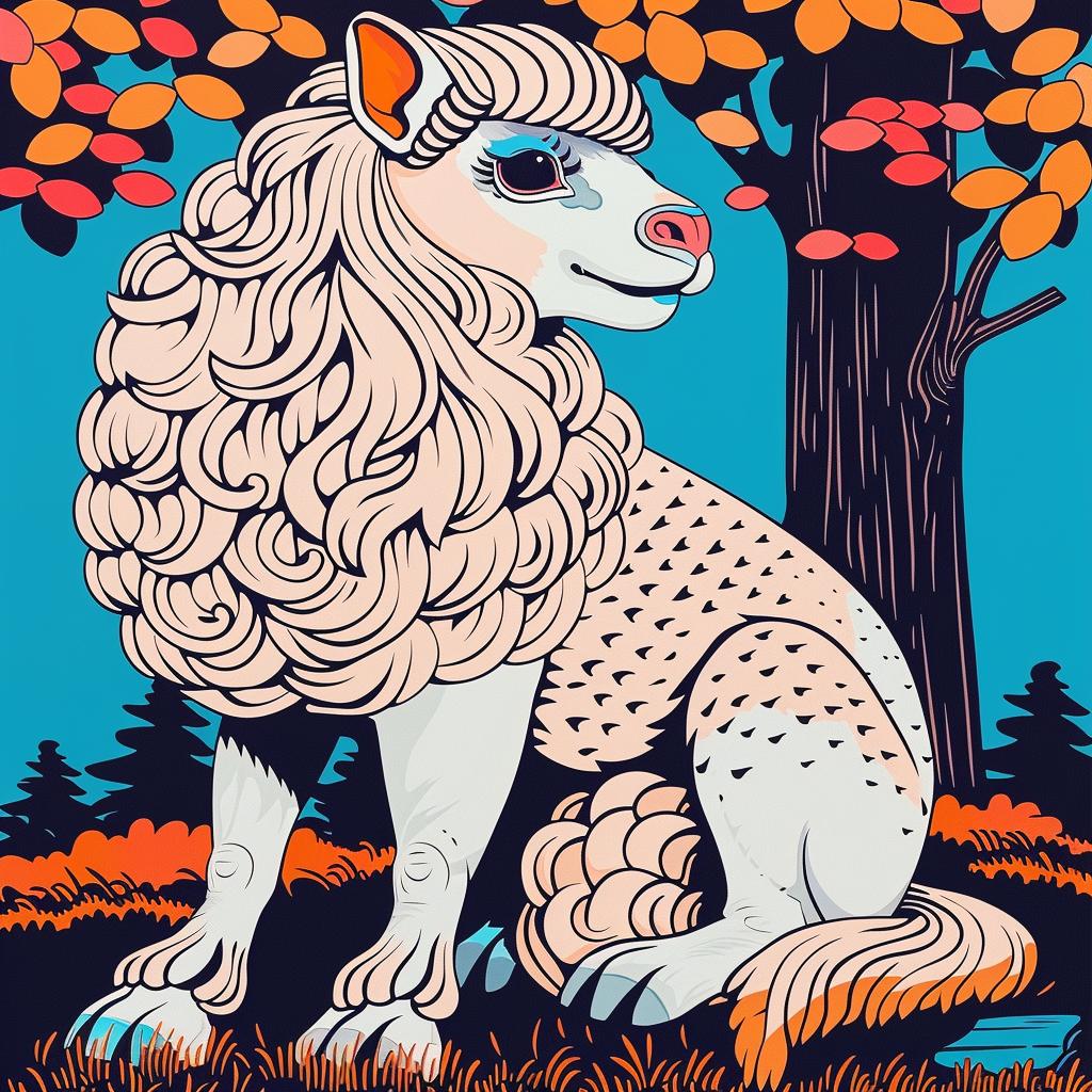 mythical  creature  sheep  woods  nature  fantasy  illustration  peaceful  serene  whimsical 941208