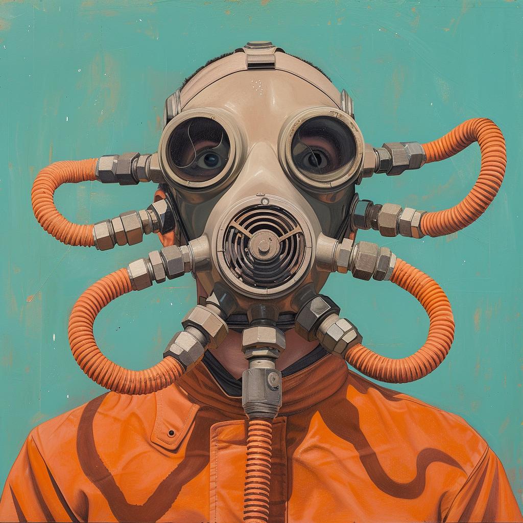 man  gasmask  painting  distorted  surreal  face  cover  dark  humor  contemporary 967436