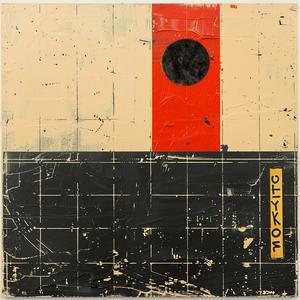painting  black  circle  red  stripes  encaustic  art  color  design  NOMA 1066605