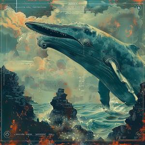canvas  whale  chromolithography  teal  blue  ocean  serenity  art  nature  vintage 1039345