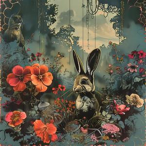painting  rabbit  flowers  color  nature  art  chromolithography  vibrant  botanical  whimsical 1055726