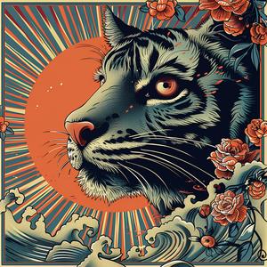 poster  tiger  rose  graphic  art  colorful  symbolism  design  bold  modern 1038778
