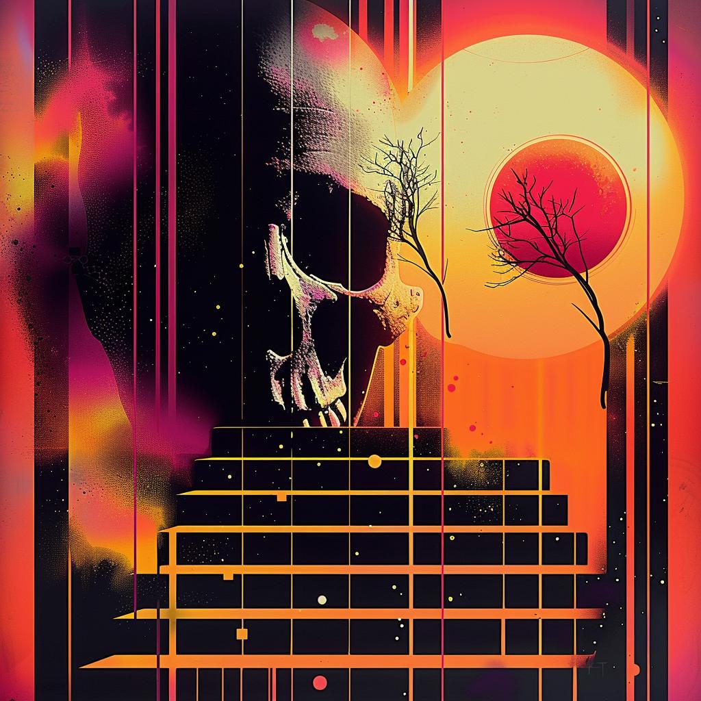 skull  sun  background  poster  design  vibrant  modern  graphic  bold  symbolic 967736