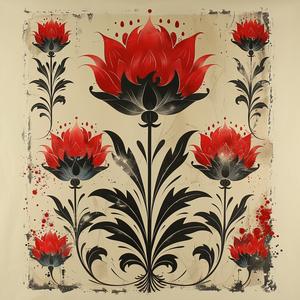 painting  red  flowers  white  background  art  design  floral  elements  vibrant 1078778