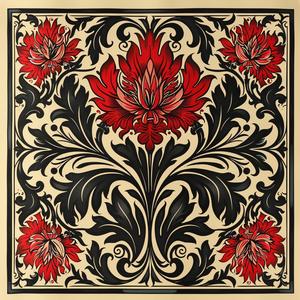 floral  red  beige  pattern  album  cover  Obey  bold  lines  design 1078975