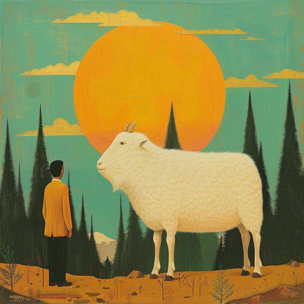 creative  surreal  goat  painting  man  whimsical  artistic  nature  humor  colorful 978380